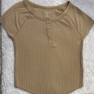 American Eagle Outfitters Women's Brown Ribbed Tee